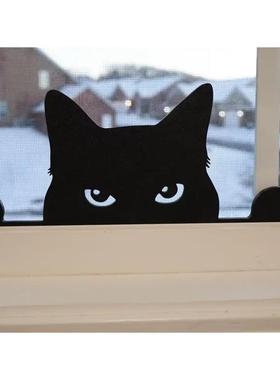 创意动物猫咪偷看凝视设计花插庭院栅栏装饰铁艺黑猫剪影窗户装饰