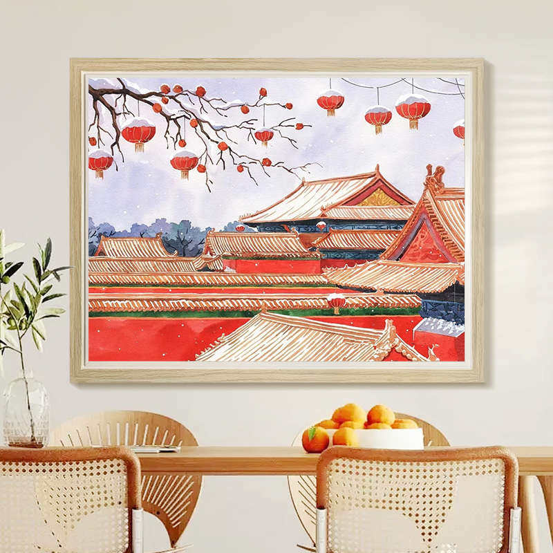 故宫的雪国风钻石画客厅卧室满钻diy手工制作相框十字绣创意装饰