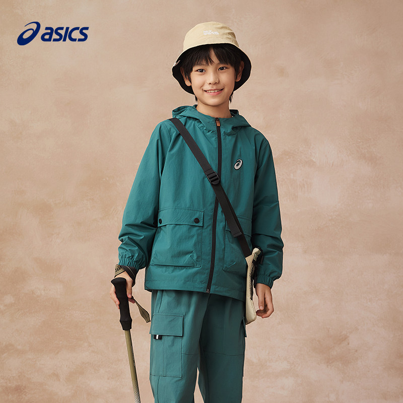 亚瑟士童装春秋季三防梭织便服中大童户外休闲运动防风透湿外套