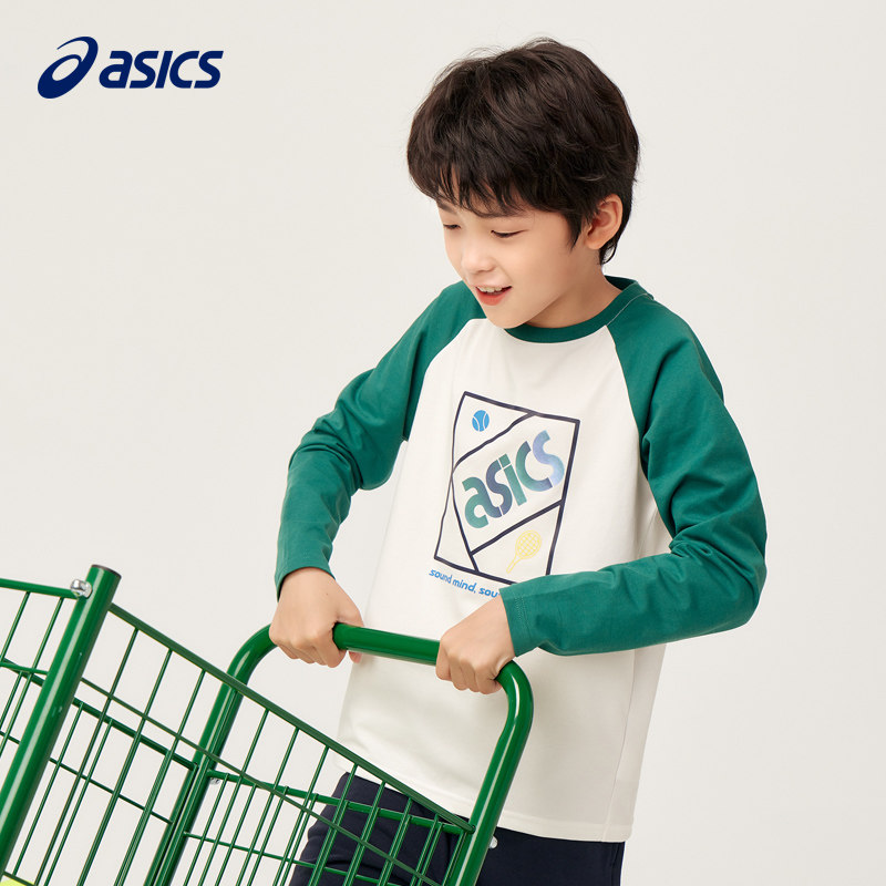 【商城同款】ASICS/亚瑟士长袖T恤童装秋季插肩袖速干针织衫上衣