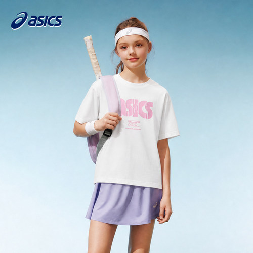 ASICS亚瑟士童装26年夏季男童女孩棉感T恤薄短袖圆领休闲运动上衣