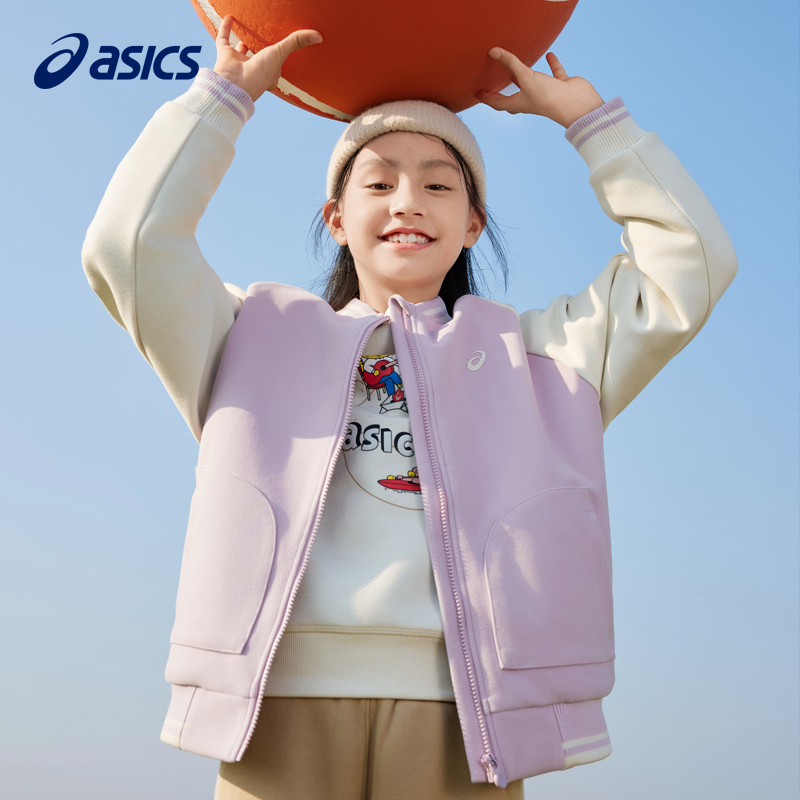 亚瑟士女童男宝夹克棒球服圆领