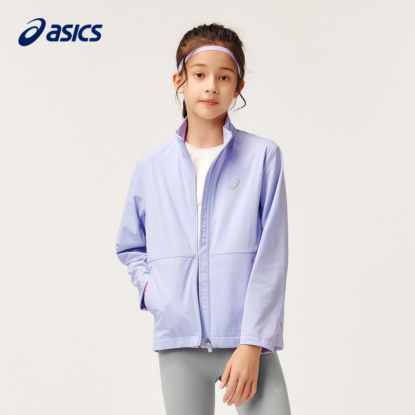 ASICS/亚瑟士童装春季青少年休闲外套运动速干上衣立领夹克户外服