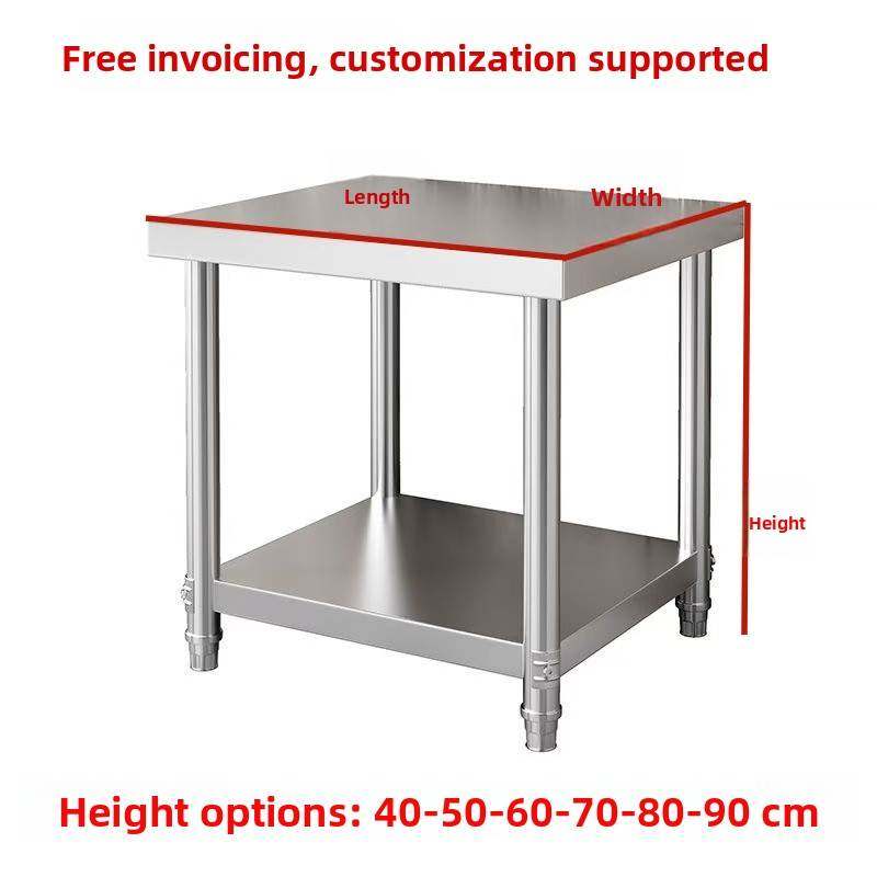 不锈钢家用方桌收纳操作台正方形烤箱咖啡机收纳架厨房储物切菜台