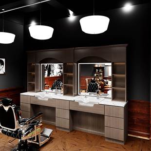 男士美发馆镜台理发店镜子发廊美发镜油头镜柜一体带洗脸方便快捷