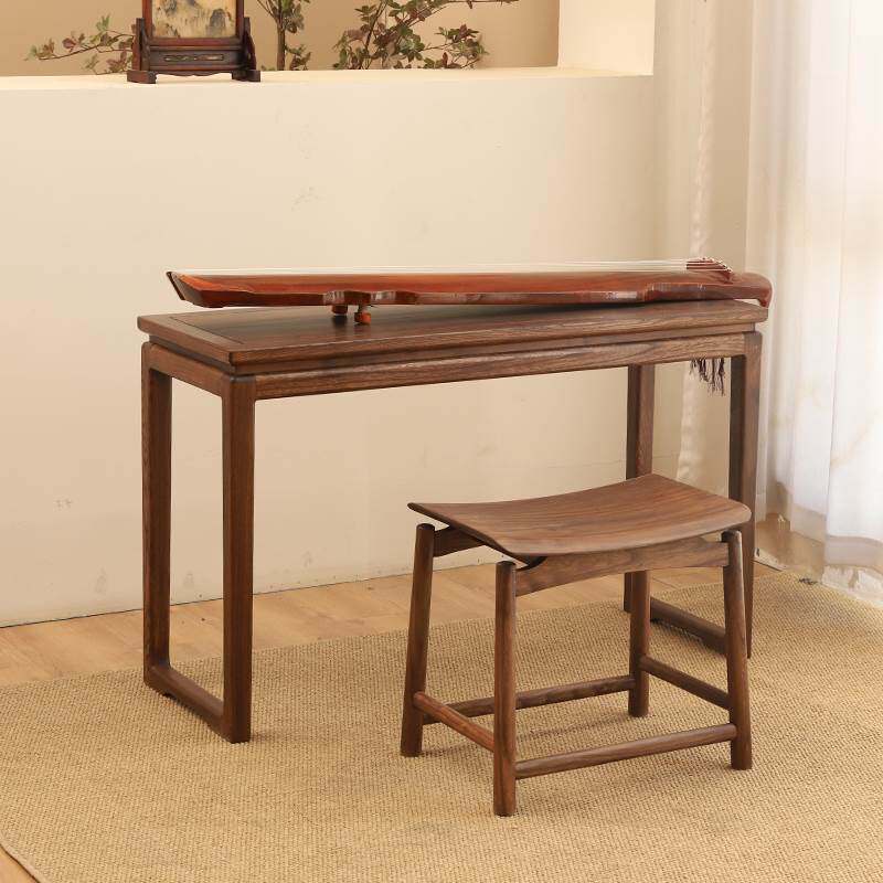 新中式禅意古琴专用桌凳实木共鸣琴桌琴凳老榆木写字书桌小型茶桌