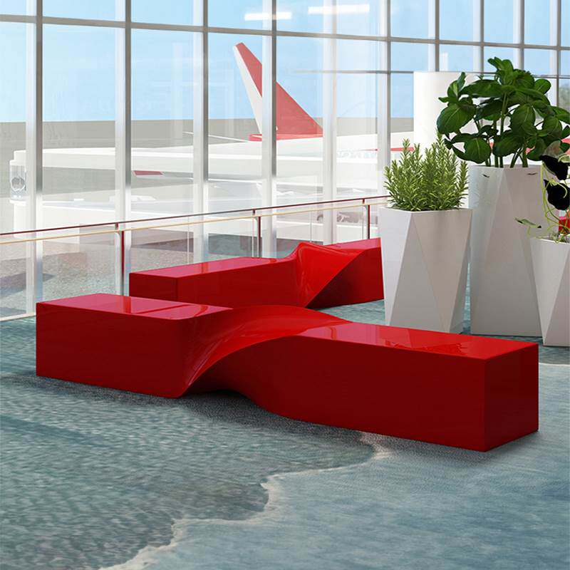 玻璃纤维座椅商场休息区异形休闲坐凳户外公园景观等候公共长凳椅