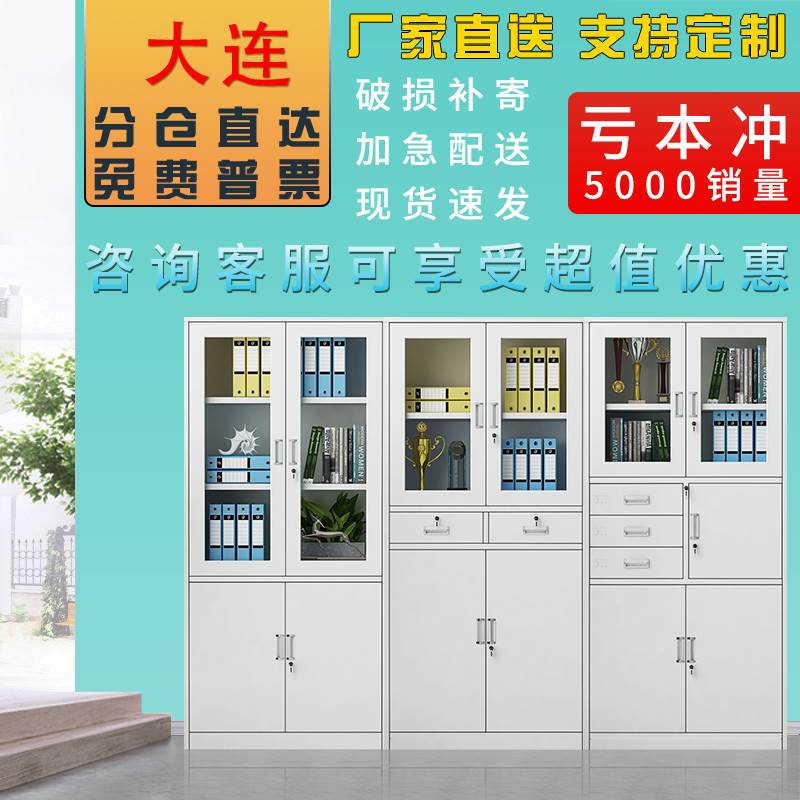 大连可定制文件柜储物铁皮柜子办公室带锁员工资料档案办公更衣柜
