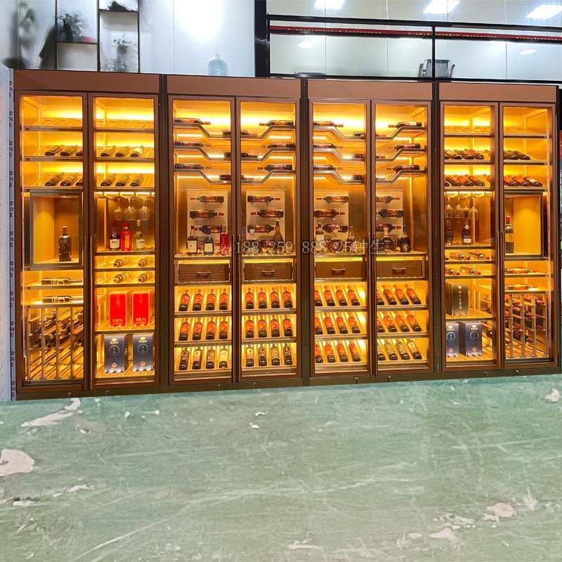 现代不锈钢酒柜恒温红酒柜储藏高端白酒柜展柜定制酒窖厂家轻奢