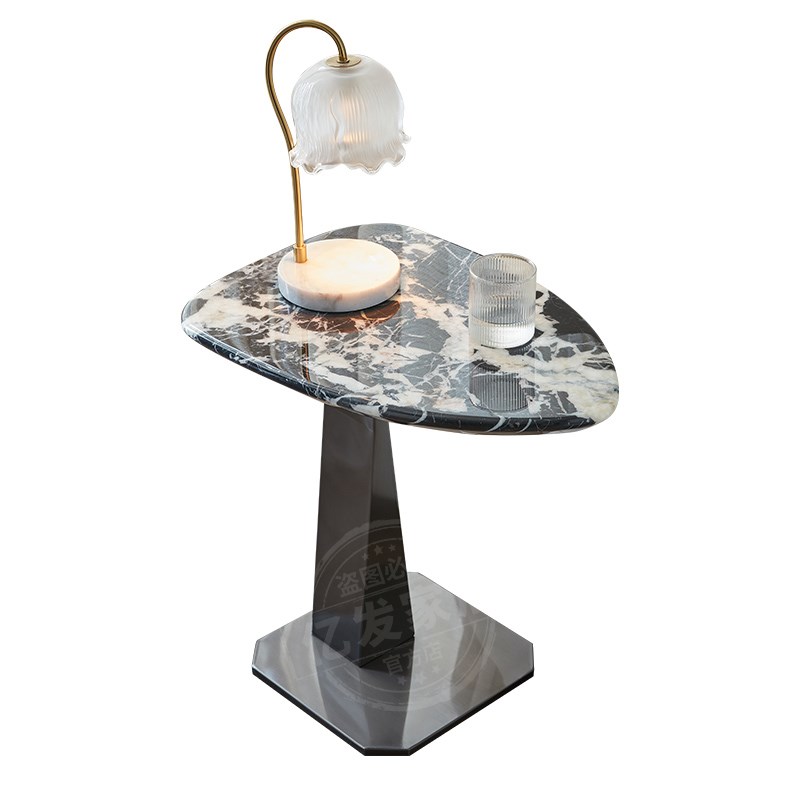 天然创意奢石沙发边几角几轻奢现代大理石设计师高级感极简小茶几