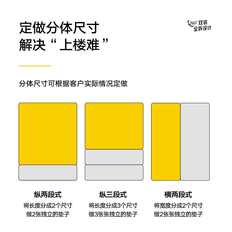 椰棕床垫分体式定制棕垫两段式棕榈床垫硬垫家用护脊3e环保0甲醛