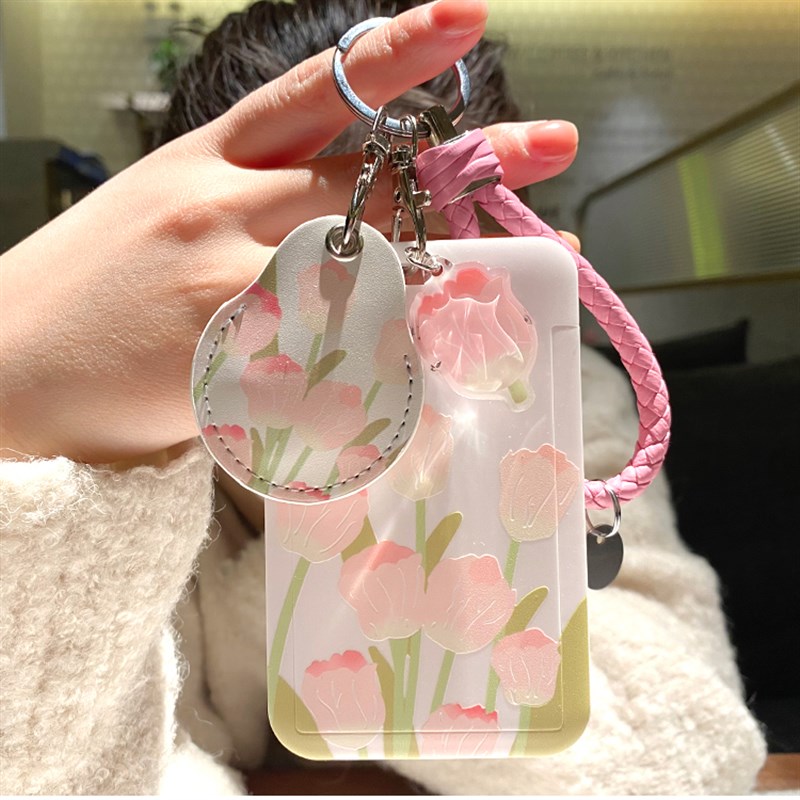 油画卡套证件套水滴形迷你门禁小卡饭卡水卡地铁钥匙链扣装卡防丢