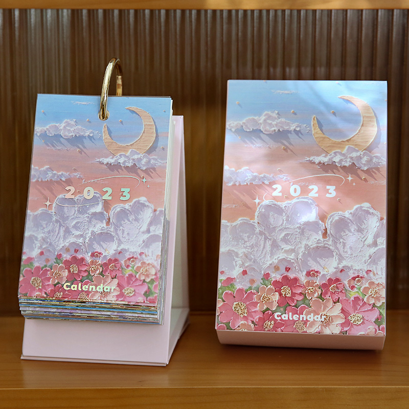 小日子不翻篇 2023年日历油画 365台历油画棒手绘摆件