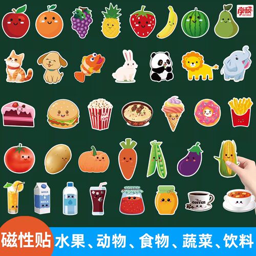 水果食物蔬菜动物磁力冰箱贴教具
