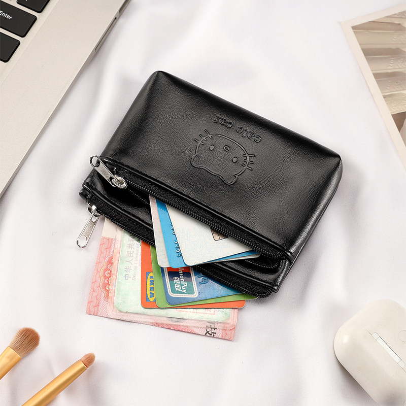 复古KT猫卡包女可爱迷你便携证件收纳包多功能拉链耳机钥匙零钱包