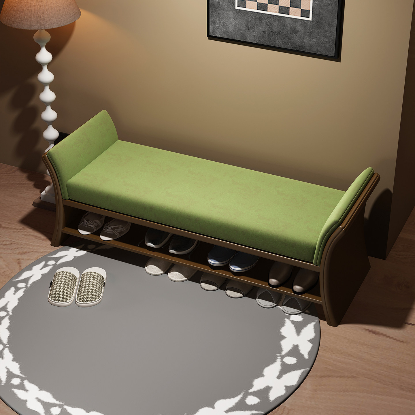 家用门口轻奢中式换鞋凳长条凳靠墙软包收纳储物柜可定制,住宅家具,换鞋凳,淘宝优惠券,粉丝福利购,淘宝优惠卷