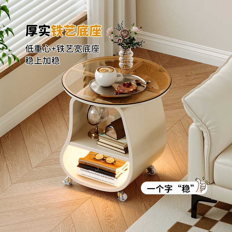 客厅沙发边几可移动茶几小圆桌子小户型圆形侧边柜迷你创意置物架