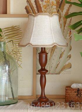 正品原t木诧寂风复古台灯卧室床头中古v灯inag法式中式客厅新氛围