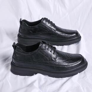 正品男士正英装皮鞋春真季商务休闲伦软婚底男鞋黑色韩版皮结新郎