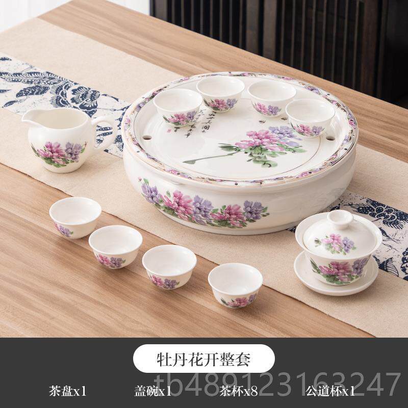 正品整套潮汕白瓷功夫茶具装用陶瓷家茶壶茶圆形茶套盘杯简约茶具