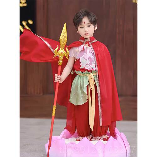 正品哪吒服装5套装夏2款02中国风汉服六新一演出服COS男女童装表