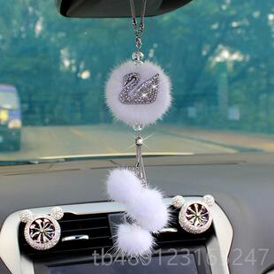 正品天汽国车挂件车吊饰高档鹅女内士狐狸毛韩可爱车载吊坠车上挂
