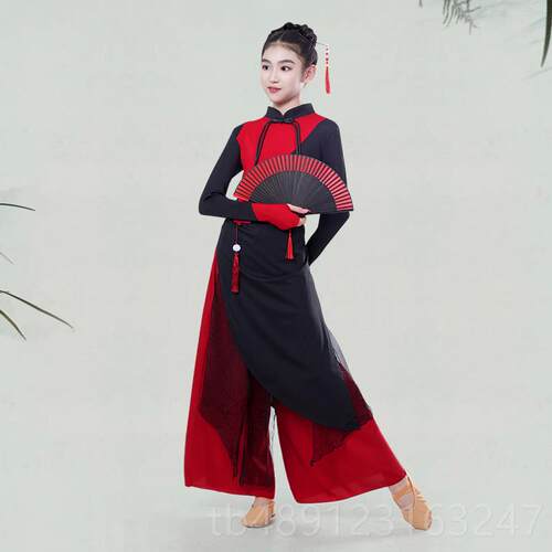 正品典舞演出服女古儿舞童中国舞旗袍象王行表演服少儿破阵乐扇子
