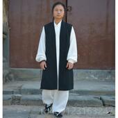 正品 道褂服武术表演袍练功服中坎肩道 武服当亚麻道长袍太极功夫装