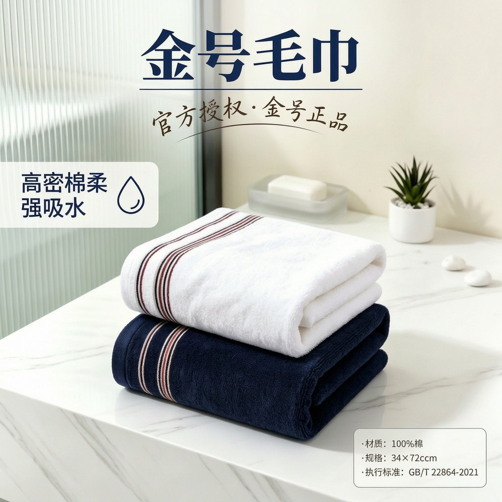 金号正品毛巾 假一赔十 吸水不掉毛100%棉跨境A类代发爆款批发