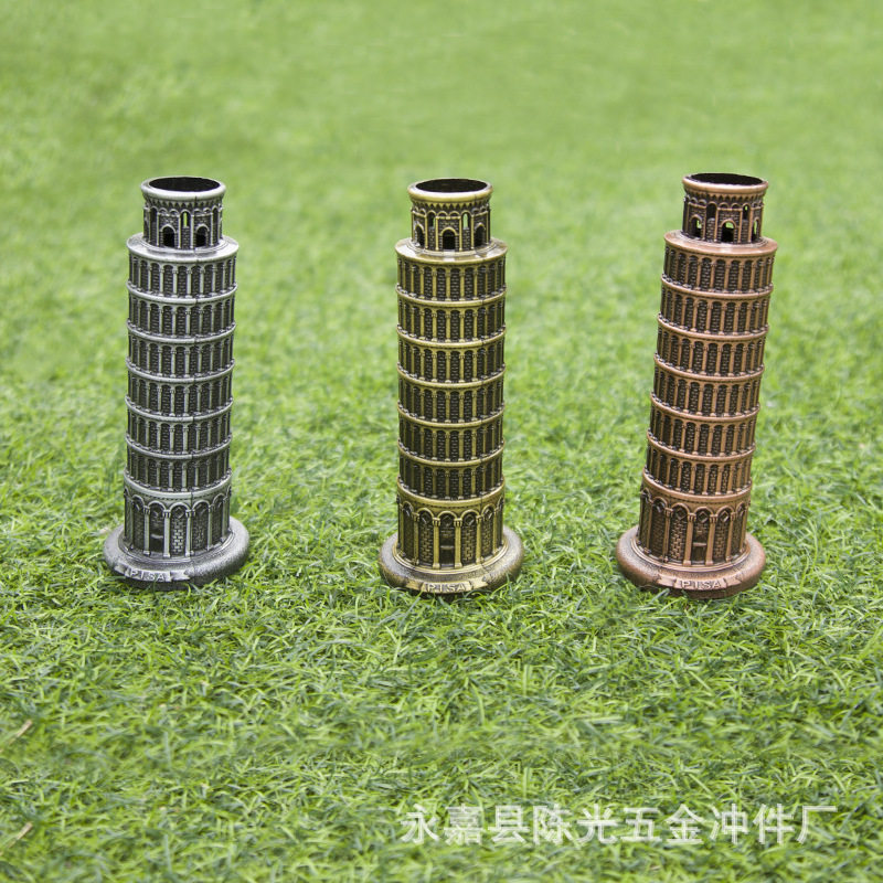 金属圆形底座比萨斜塔 家居办公装饰创意摆件 世界名建筑模型