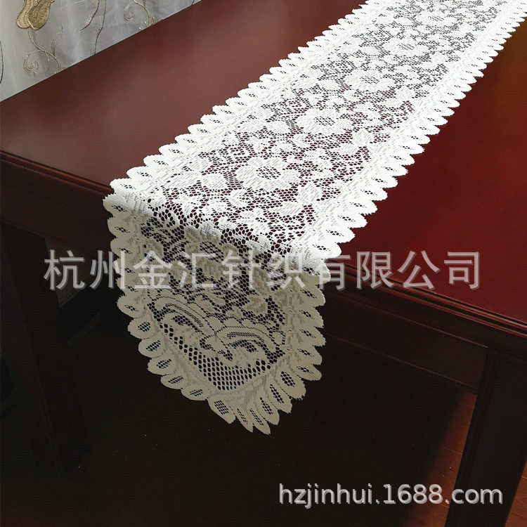 厂家经编蕾丝桌旗欧式太阳花蕾丝桌旗美式乡村提花加厚餐巾