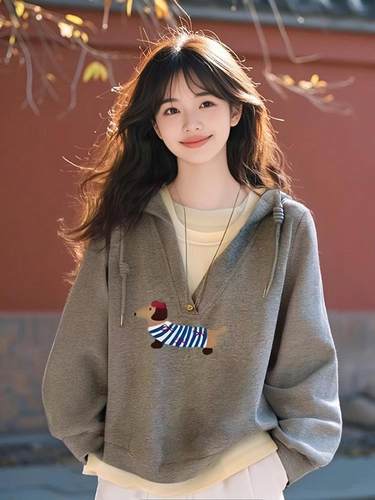 2025蛇年本命年衣服小众不撞款冷淡系宽松灰色假两件卫衣早春上衣