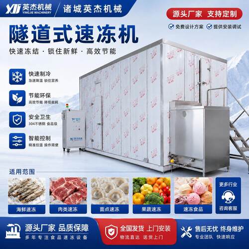 连续式隧道速冻机 丸子水饺速冻设备 海鲜果蔬冷冻机