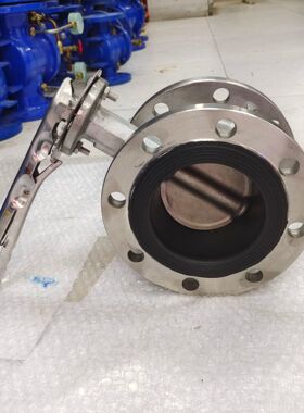 无销手柄蝶阀全不锈钢304  CF8法兰软密封双法兰蝶阀 WD41X-10P