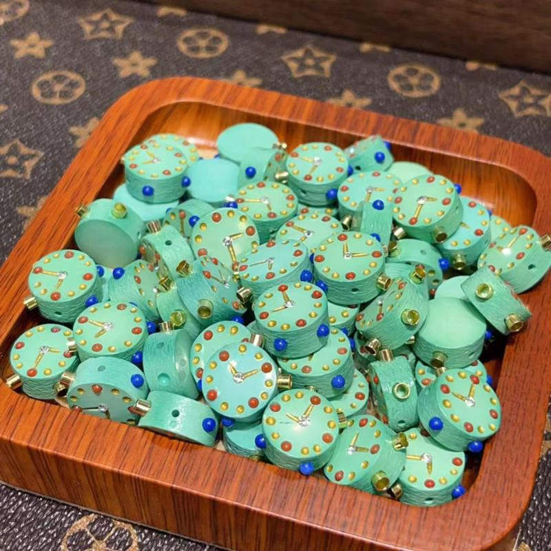 藏式天然原矿高瓷绿松石闹钟配珠散珠隔珠顶珠腰珠佩珠单颗珠子