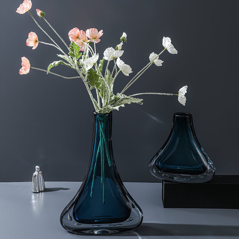 现代家居摆饰花瓶客厅插花轻奢样板间氛围感软装餐桌玻璃花器摆件