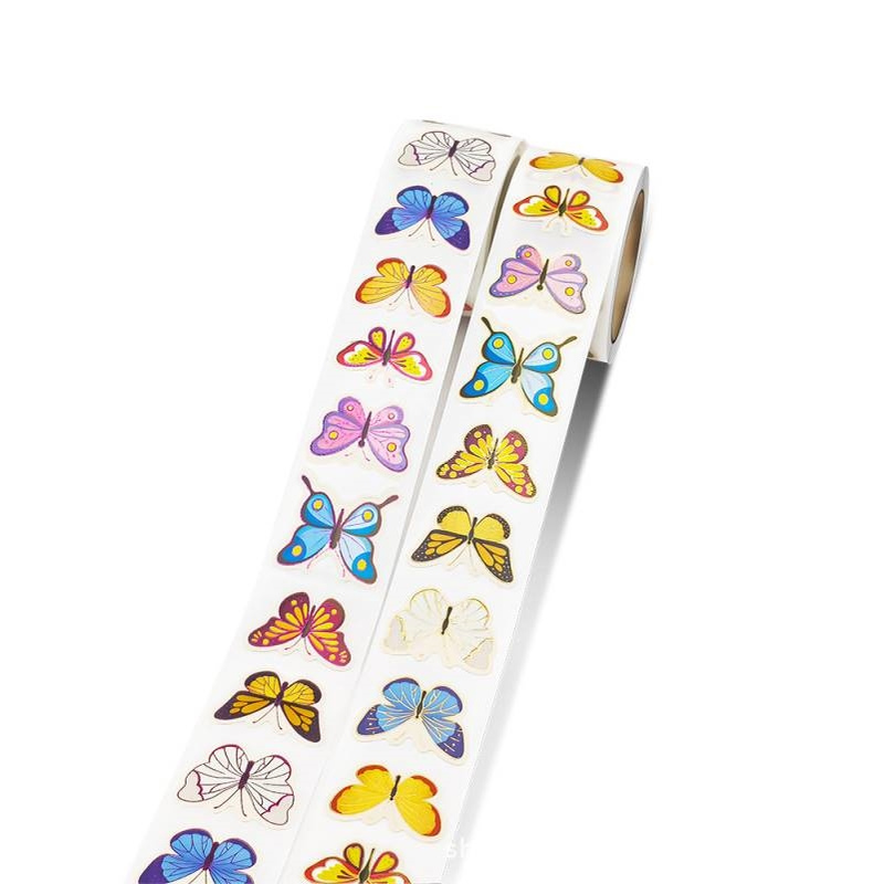 铜版纸不干胶标签 烫金贴纸可爱动物贴纸奖励贴纸儿童贴纸蝴蝶贴