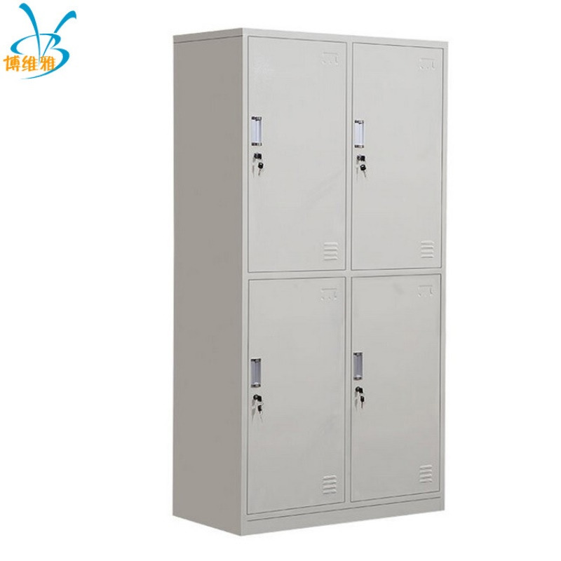 香河办公家具四门更衣柜 批发4门铁皮储物柜 简约浴池换衣箱
