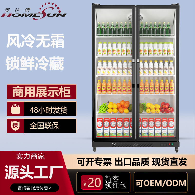 奥达信大容量啤酒柜单双门立式超市士多便利店冰柜冷藏保鲜饮料
