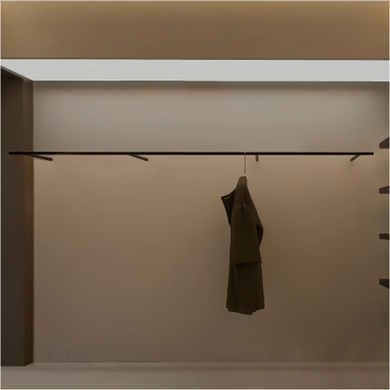 服装店上墙陈列架女装展示架不锈钢货架预埋式挂衣杆衣架道具定制