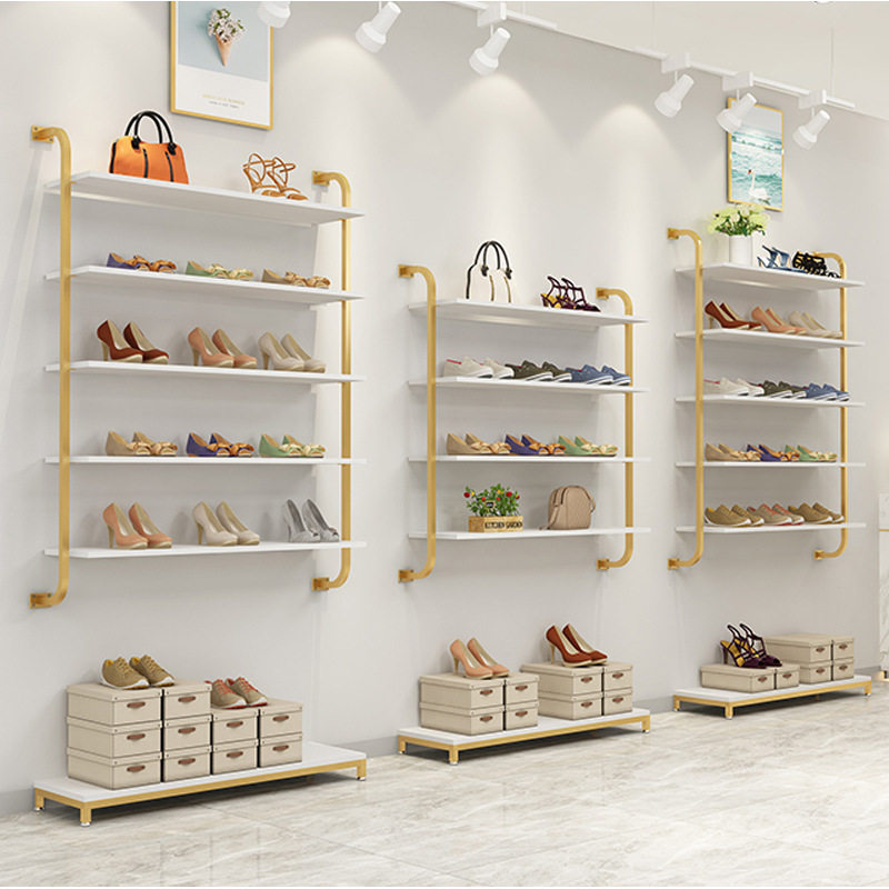 鞋架展示架店铺多层创意鞋店陈列架服装店上墙壁挂式金色包包货架,商业/办公家具,鞋货架,淘宝优惠券,粉丝福利购,淘宝优惠卷