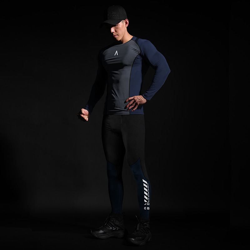 健身服男速干训练长袖打底秋季运动套装紧身篮球装备上Z衣跑步热