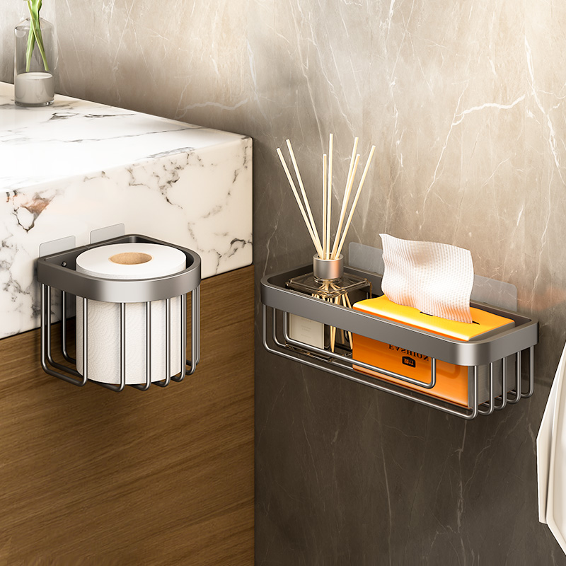 枪灰免打孔卫生间纸巾盒