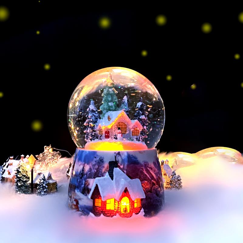 儿童圣诞节礼物创意小礼品礼盒套装下雪的水晶球音乐盒旋转八音盒