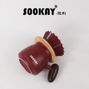 SOOKAY办公家用折纸滤杯滴滤式磨砂手冲咖啡陶瓷器具套装LOGO定制