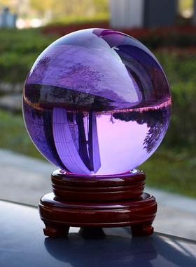 紫色水晶球玻璃摆件客厅酒柜隔断屏风玄关办公室书桌面家居摆件