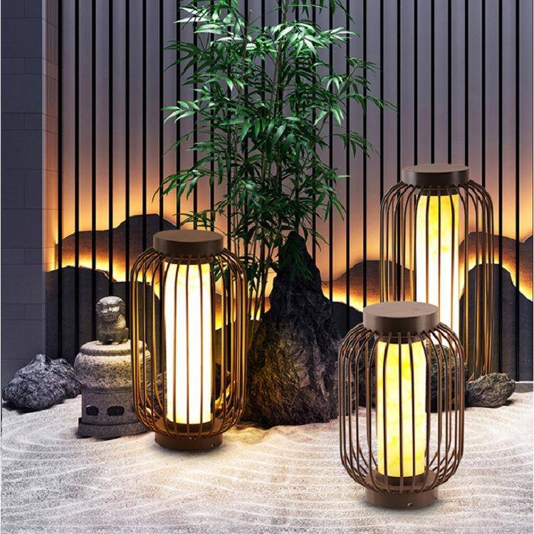 太阳能草坪灯新中式户外园林景观灯公园售楼处别墅落地鸟笼景观灯