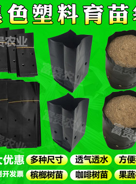 槟榔育苗袋咖啡黑色塑料育苗袋一次性百香果营养袋树苗瓜果种植袋