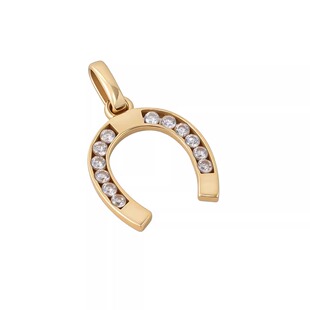 Azure Hues项链【925银厚度18K金镶莫桑钻】特调浅金色马蹄铁吊坠