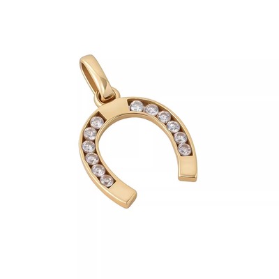 925银度18K金镶莫桑钻马蹄铁项链